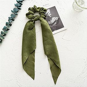 Ins Boho-haarelastiek, voor dames en meisjes, met strik, paardenstaart, sjaal, lang, elastisch, bloemenprint, C-01