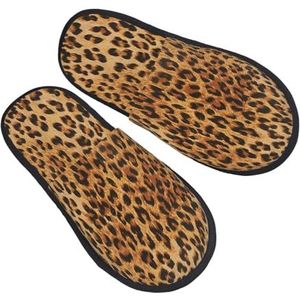 ZaKhs Luipaardprint Vrouwen Slippers Antislip Fuzzy Slippers Leuke Huis Slippers Voor Indoor Outdoor M, Zwart, Large Wide