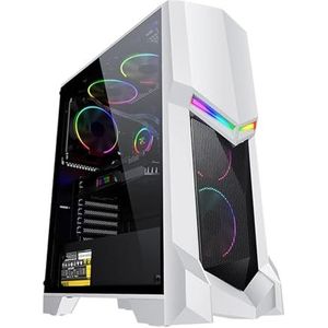 Mid-Tower Computerbehuizing ATX, M-ATX, ITX, Gehard Glazen Zijpaneel Mid-Tower Gaming PC Behuizing, Ondersteunt Radiatoren Tot 165mm Ondersteunt Waterkoeling(White)
