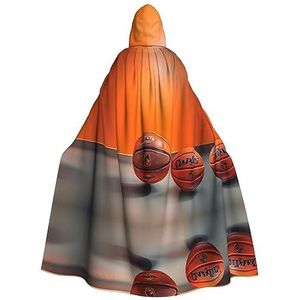 heksenmantel, mantel met capuchon voor vrouwen, volwassen Halloween kostuums cape, heks cosplay cape - basketbal oranje