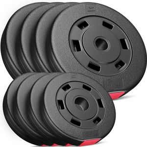 Hop-Sport 30 kg halterschijven set, kunststof, geschikt voor 30 mm halterstangen, gewichtsschijven 4x5 kg, 4x2,5 kg, ideaal voor fitness en krachttraining thuis in je homegym