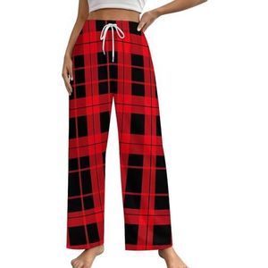 Tartan geruite loungebroek voor dames, pyjamabroek, print, pyjamabroek, pyjamabroek, pyjamabroek, nachtkleding met trekkoord, L