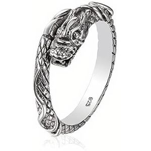 Serebra Jewelry Draak Ring Dragon van 925 sterling zilver, in grootte verstelbaar, uniseks, zilverkleurig, voor heren dames