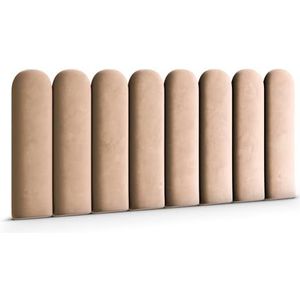 Muralo Fluwelen wandkussen, stof, zacht bekleed paneel, slaapkamer, woonkamer, bed, zachte wandbekleding, hoofdbord, lendekussen, modern, luxe, zachte bekleding, Magic Velvet, beige, 30 x 100 cm