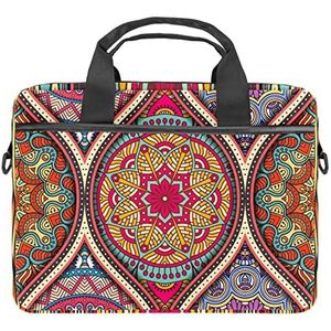 Panda Dier Laptop Schouder Messenger Bag Crossbody Aktetas Messenger Sleeve voor 13 13.3 14.5 Inch Laptop Tablet Beschermen Tote Bag Case, Indiase stijl Mandala Bohemen, 11x14.5x1.2in /28x36.8x3 cm