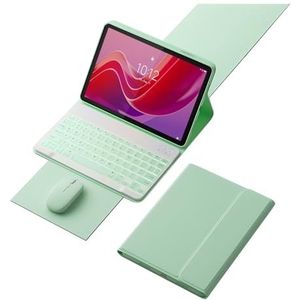 Toetsenbordhoes Voor Lenovo Tab M11 2024 11 Inch TB330, Afneembaar Draadloos Toetsenbord Met Achtergrondverlichting En Magnetische Beschermhoes, Oplaadbare Muis,Groen