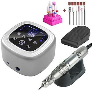 Elektrische nagelvijl, Krachtige nagelboormachine, 35000 RPM manicuremachine, freespedicure, elektrische nagelvijl, professionele nagelkunsttool voor zowel natuurlijke als kunstnagels (Color : Sliver