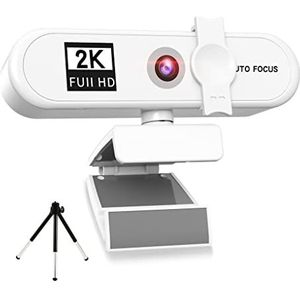 Suammiitstrieadea Computer Webcam Auto-focusing HD USB Online Verstelbare PC Camera met Microfoon Bedraad Vervanging Externe Webcam Camcorder Wit 2K