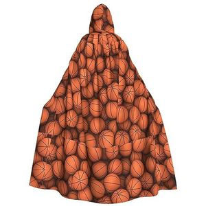 Bxzpzplj Basketbal Oranje Print Hooded Mantel Lange Voor Carnaval Cosplay Kostuums, Carnaval Fancy Dress Cosplay, 185cm