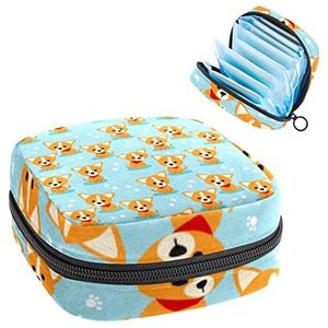 Leuke Puppy,Periode Pouch Draagbaar,Tampon Opbergtas,Tampon Houder voor Portemonnee Vrouwelijke Product Organizer, Meerkleurig, 4.7x6.6x6.6 in/12x17x17 cm