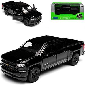 Welly Chevrolet Silverado Pick-Up Zwart 4e Generatie vanaf 2018 ca. 1/43 1/36-1/46 Model Auto