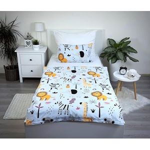 Theonoi Kinderbeddengoed voor kleine kinderen, babybed, complete set dekbedovertrek 100 x 135 cm en kussensloop 40 x 60 cm, van katoen, Öko-Tex-standaard voor jongens en meisjes (dieren, safari,