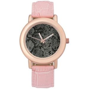 Zwart En Grijs Snake Skin Patroon Klassieke Horloges Voor Vrouwen Gemakkelijk Lezen Mode Grappige Grafische Horloge Gift voor Werk Workout