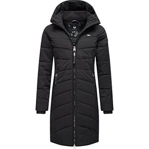Ragwear Dizzie Coat Winterjas voor dames, warme gewatteerde jas, lang, met capuchon, XS-6XL, Black22, L