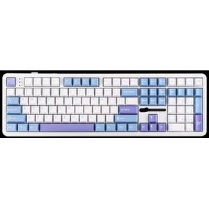 QPSJXN Mechanisch toetsenbord in volledige grootte, 100% ANSI-lay-out, bedraad 2,4 GHz Bluetooth 5.0 hot-swap RGB-achtergrondverlichting van en (White Blue)