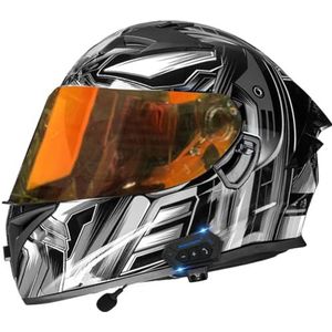 Modulaire Bluetooth-Helm Met Lensbasis Met Snelsluiting En EPS-Demping Systeemhelm Met Klikgesp DOT/ECE Goedgekeurd Voor Racen Voor Volwassen Mannen En Vrouwen 7,XXL(60-63CM)