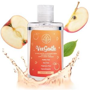 VeeFresh - VeeGentle pH Balanced Vrouwelijke Wash met appelciderazijn - Zachte, kalmerende vaginale wasreiniger, 250 ml intieme zeep voor vrouwen - Hypoallergene vrouwelijke hygiënewas voor