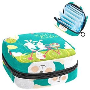 Periode Pouch Draagbare Tampon Opbergtas,Tampon Houder voor Portemonnee Vrouwelijke Product Organizer,Paaseieren konijn, Meerkleurig, 4.7x6.6x6.6 in/12x17x17 cm