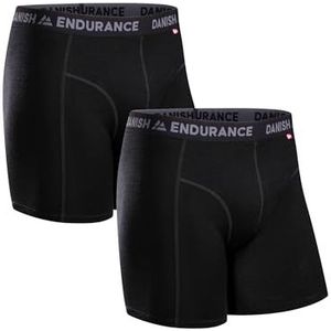DANISH ENDURANCE Merino Wol Boxers, Geurbestendige, Zweetafvoerende Onderbroek, Met of Zonder Gulp, Ademend Heren Ondergoed, Lichtgewicht, 2 Pack, Zwart 2-pack, L