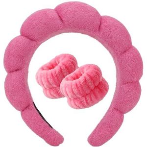DRESHOW Spa Hoofdband voor Wassen Gezicht Polsband Pak Spons Zachte Badstof Make-up Huidverzorging Anti-slip Hoofdband voor Vrouwen