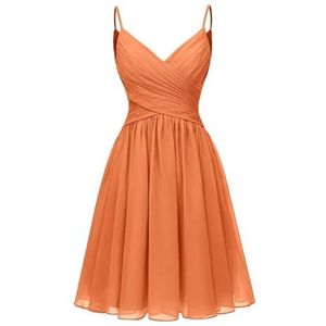 HPPEE Afstuderen jurk off-shoulder thuiskomst jurken voor junior korte rok met zakken WYX548, Oranje, 32