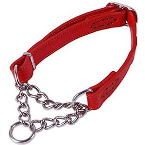 Honden lederen halsband Koe lederen hond knijphalsbanden voor middelgrote grote hond-Rood,XL