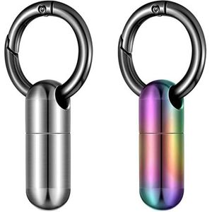 Pill dispenser Waterproof Pill Case Keychain, Portable Travel Pill Holder, Compact Outdoor Pill Bottle, For Daily Camping Pocket,2 Pack (Size : Titanium)