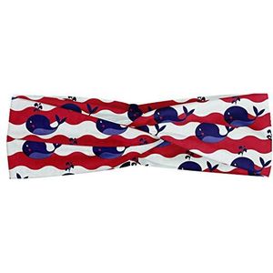 ABAKUHAUS Walvis Hoofdband, Nautical Pattern baby, Elastische en Zachte Bandana voor Dames, voor Sport en Dagelijks Gebruik, Dark Coral Navy Blue