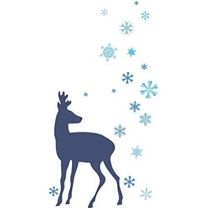 1art1 Kerstmis Deer And Frozen Ice Stars, Blue Poster-Sticker Wall-Tattoo 120x60 cm