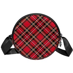 Klassieke Tartanplaid Retro Patroon Rode Crossbody Tas Messenger Bag Purse voor Vrouwen, Meerkleurig, 6.7x6.7x2.3 in, Sling Rugzakken