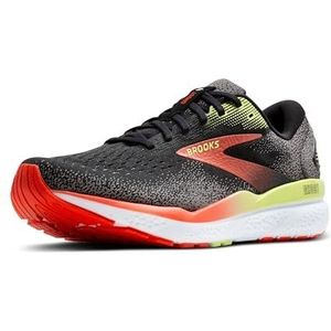 Brooks Ghost 16 Sneakers voor heren, 45,5 EU, Zwart Mandarijn Rood Groen, 45.5 EU