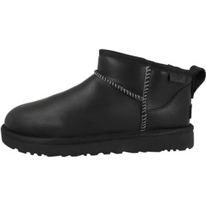 UGG Klassieke Ultra Mini Leren Regen Enkellaars voor dames, Zwart, 39 EU