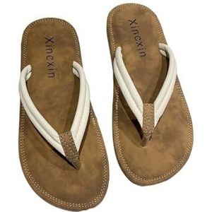 Slides, dames zomer teenslippers - comfortabele zachte zolen casual mode, voor dames en heren, Beigewit, 37 EU