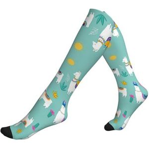KoNsev Alpaca lama compressie sokken heren vrouwen, compressiekous verpleegkundige sokken voor oedeem reizen zwangerschap, 1 zwart, Eén Maat