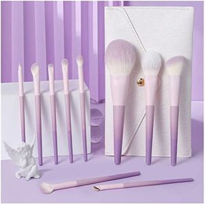 MQPALZKD Tien make-up kwastenset Oogschaduwpenseel Zachte losse poeder Blush Highlight Brush Volledige set