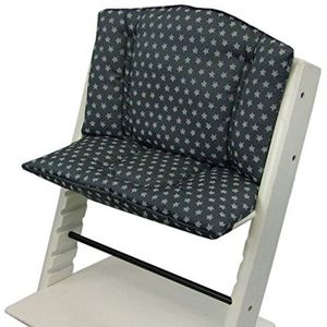 Bambiniwelt Vervangende bekleding bekleding zitkussens set stoelverkleiner compatibel met STOKKE Tripp Trapp voor kinderstoel sterren (donkergrijs sterren)