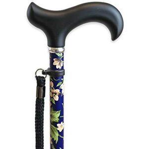 KMINA PRO - wandelstok dames bloemen, wandelstok elegant, aluminium in hoogte verstelbaar, heren verstelbaar, blauw