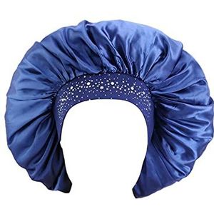 Hoofdbanden Voor Dames Satijn Rhinestone Slapen Dames Hoed Nacht Slaap Cap Haarverzorging Salon Make-up Hoofdband Muslim Hijab Hoofd Cover Bonnet Hoed Hoofdbanden (Size : 1002-1B Navy blue)