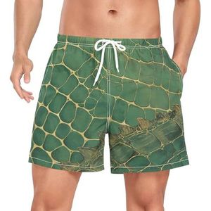 Niigeu Camouflage Groene Krokodillenhuid Zwembroek voor mannen Zwembroek Sneldrogend met Zakken, Leuke mode, S