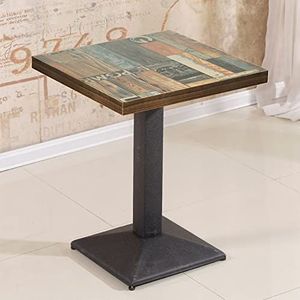 WANZHE Industriële retro eettafel, hoogte 75 cm, vierkante keukentafel, keukentafel van metaal en hout, bistrotafel voor 1-4 personen (type C)