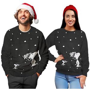 United Labels Snoopy kersttrui, uniseks, grijs, gebreide wintertrui, pullover voor heren en dames, grijs, S