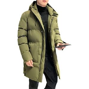 KEHAIOO Winter Mannen Lange Parka Herfst Puffer Jas Overjas Uitloper Lange Legergroene Hooded Jas Plus Size, Groen, XXL