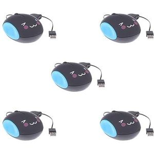 Tityvirnix 5 set Leuke Intrekbare USB Optische Scroll Muis 1000 DPI voor Laptop PC Notebook 3 Zwart Blauw
