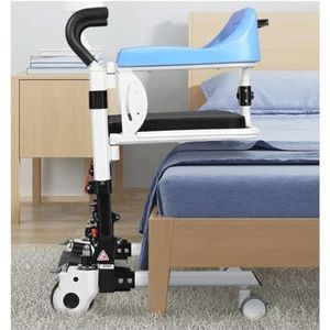 Patiëntentransferstoel, 4-in-1 liftstoel voor thuispatiënten, rolstoel, bedcommodestoel, douchestoel met 180° gedeelde zitting en geriatrische bedlade