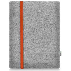 Stilbag Hoes voor Huawei MediaPad M5 8 | Etui Case van Merino wolvilt | Model Leon in lichtgrijs/oranje | Tablet beschermhoes Made in Germany