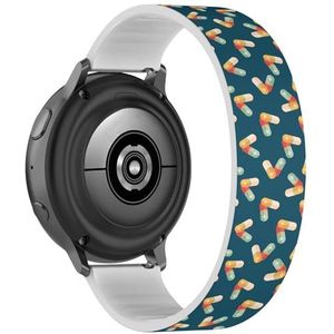 RYANUKA Solo Loop Band Compatibel met Samsung Galaxy Watch 6 / Classic, Galaxy Watch 5 / PRO, Galaxy Watch 4 Classic (Pills Flat) Stretchy Siliconen Band Strap Accessoire, Siliconen, Geen edelsteen