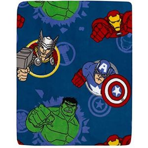 Marvel Avengers Fight The Foes Blue, Red, Green Hulk, Iron Man, Thor, Captain America Super Soft Toddler Blanket
