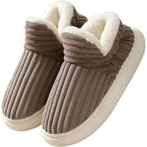 KCHYCV Waterdichte pluche pantoffels Indoor Heren Katoenen Schoenen Neutraal Warm Pluche Enkellaarzen Sneeuwlaarzen Dames Thuis Slippers, B Koffie, 36/37 EU