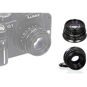 Movie Lens for Micro Four Three M43 Mirrorless camera's, 35 mm Cine lens met adapter, zwart, compact