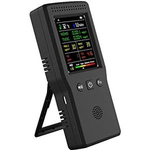 Luchtkwaliteitsmonitor 9 In 1 Temperatuur Vochtigheid Co2 Meter Luchtkwaliteit Detector PM2.5 PM10 HCHO TVOC CO CO2 Met Achtergrondverlichting LCD kleurendisplay Nauwkeurigere meetgegevens(Nero)